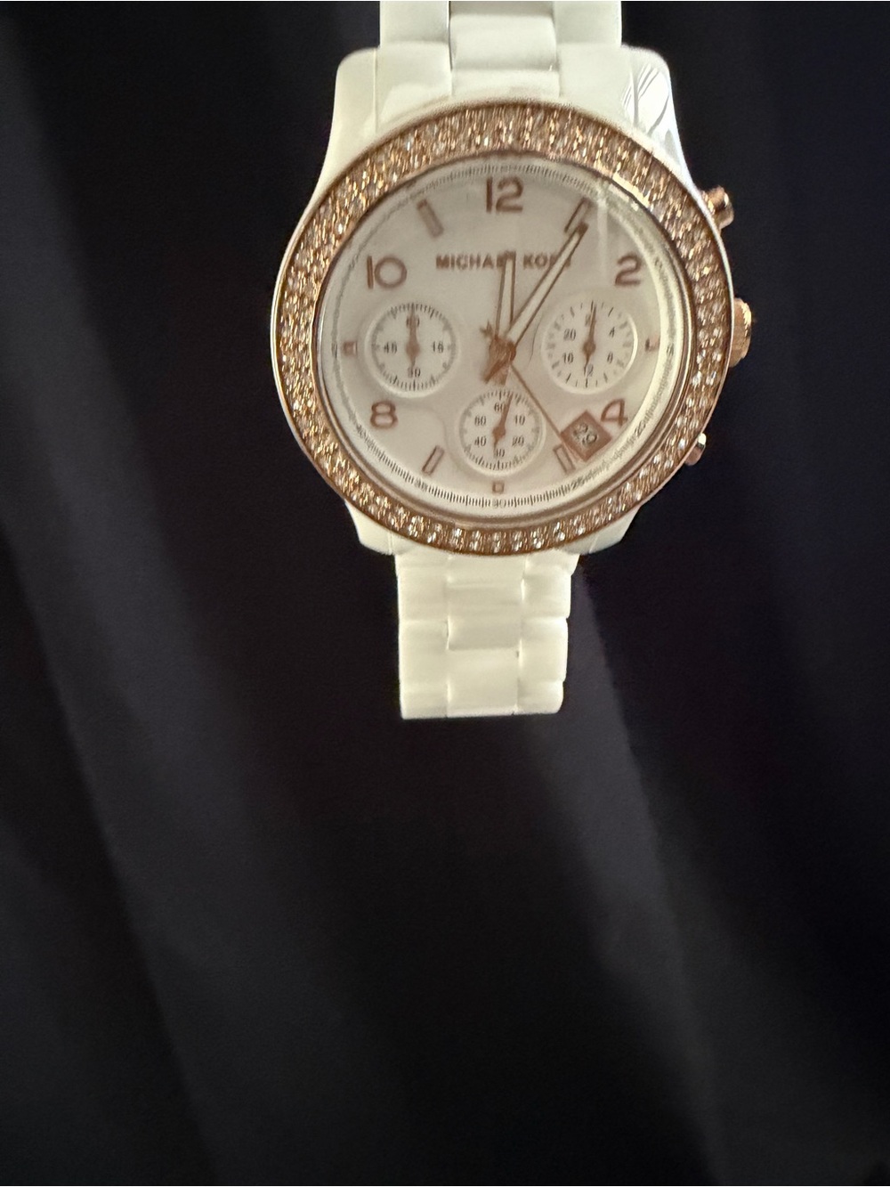 Michael Kors MK5269 Ladies White Ceramic Watch RoseGold Swarovski Crystals Bezel - Picture 2 of 13